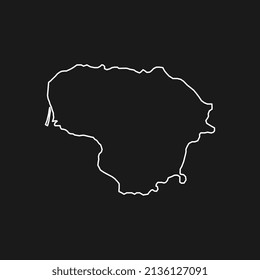 Map of Lithuania on Black Background