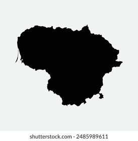 Map of Lithuania outline silhouette graphic element Illustration template design
