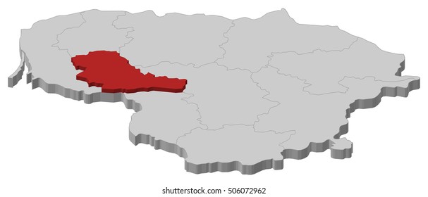 Map - Lithuania, Taurage - 3D-Illustration