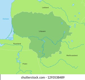 Map of Lithuania (with german inscription)