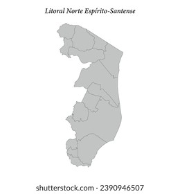 Karte von Litoral Norte Espirito-Santense ist eine Mesoregion im Bundesstaat Espirito Santo mit Grenzen Gemeinden