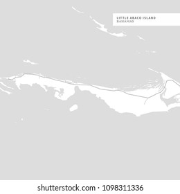 Map of Little Abaco Island Island, Bahamas, contains geography outlines for land mass, water, major roads and minor roads.