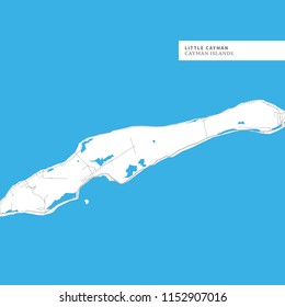 Map of Little Cayman Island, Cayman Islands, contains geography outlines for land mass, water, major roads and minor roads.