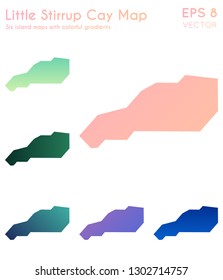 Map of Little Stirrup Cay with beautiful gradients. Astonishing set of island maps. Lively vector illustration.