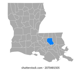 Map of Livingston in Louisiana on white