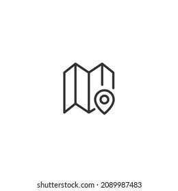 map locate line icon, outline vector sign, pixel perfect icon
