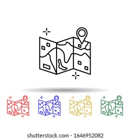 Map, location, airport multi color style icon. Simple thin line, outline vector of Airport icons for ui and ux, website or mobile application