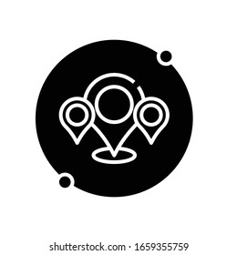 Map location black icon, concept illustration, vector flat symbol, glyph sign.