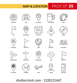 Map and Location Black Line Icon - 25 Business Outline Icon Set