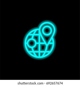 Map location blue glowing neon ui ux icon. Glowing sign logo vector