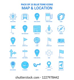 Map and Location Blue Tone Icon Pack - 25 Icon Sets
