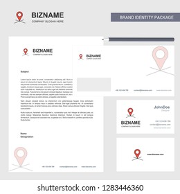 Map location Business Letterhead, Envelope and visiting Card Design vector template