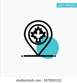 Map, Location, Canada, Leaf turquoise highlight circle point Vector icon