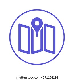 Map location circular line icon. Round sign. Flat style vector symbol