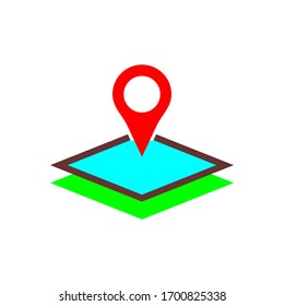 Map location color icon. colorful layer sign design