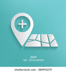 Map location design on blue background,clean vector