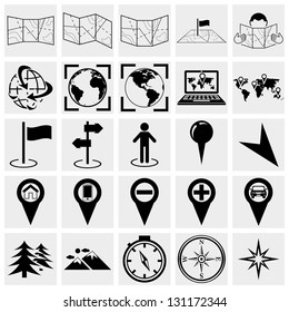 Map, location and destination vector  icons set