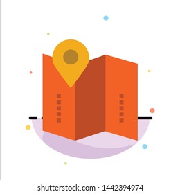 Map, Location, Directions, Location,  Abstract Flat Color Icon Template