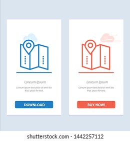 Map, Location, Directions, Location,   Blue and Red Download and Buy Now web Widget Card Template