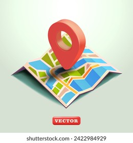 Map with location elements, 3d vector. Suitable for websites, business and ecommerce