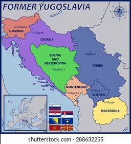 Map Location Flags Former Yugoslavia Stock Vector (Royalty Free ...
