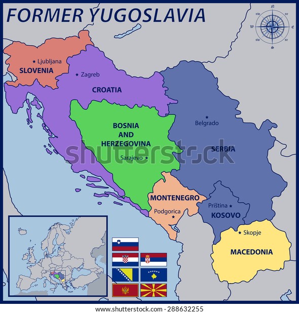 Map, Location\
and Flags of the Former\
Yugoslavia
