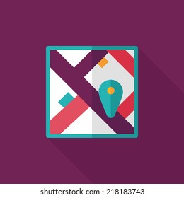 map location flat icon with long shadow