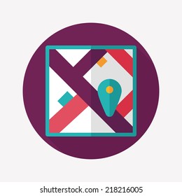 map location flat icon with long shadow