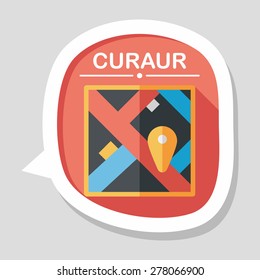 map location flat icon with long shadow
