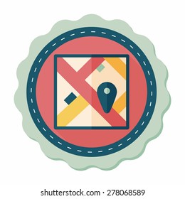 map location flat icon with long shadow