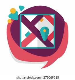 map location flat icon with long shadow