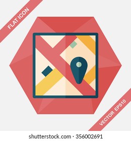 map location flat icon with long shadow