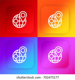 Map location four color gradient app icon set