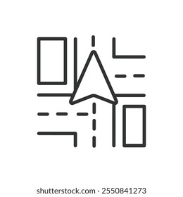 MAP-Standort GPS, Symbol in Linie Design. Karte, Lage, GPS, Pin, Navigation, Position, Marker auf weißem Hintergrund Vektor. MAP-Standort GPS editierbares Strichsymbol