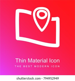 Map location hand drawn interface symbol red and pink gradient material white icon minimal design