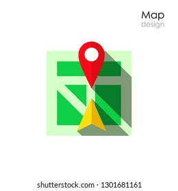 Map location icon background in flat design, application user interface element