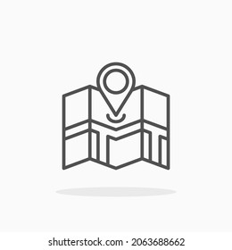 Map Location icon. Editable Stroke and pixel perfect. Outline style. Vector illustration. Enjoy this icon for your project.