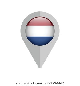 Map location Icon flag of Netherlands. Isolated on white vector illustration