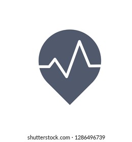 Map Location Icon with heart beat or pulse. vector illustration isolated on white background.