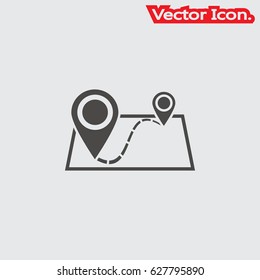 Map location icon isolated sign symbol and flat style for app, web and digital design. Vector illustration.