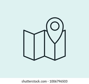 Map location icon line isolated on clean background. Place concept drawing icon line in modern style. Vector illustration for your web site mobile logo app UI design.