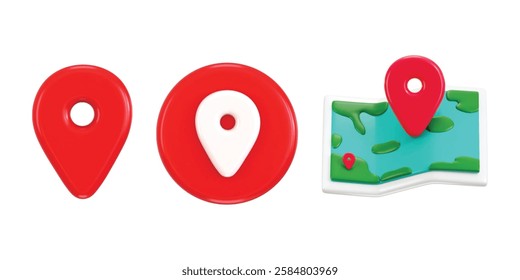 Map and location icon for marking Travel tourism Maps navigation icon 3d render concept of travel map pinned location illustration