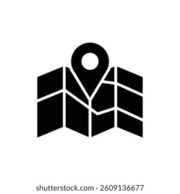 Map Location Icon with Minimal Folded Map and Pin Marker