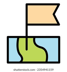 Map location icon outline vector. Gps route. Home earth color flat