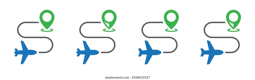 Map and location icon. Plane destination icon, vector illustration