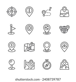 Map and location icon set
