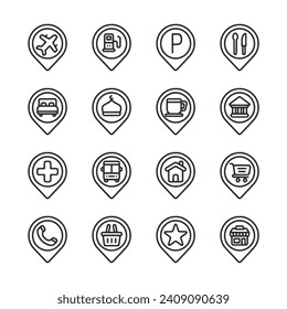 Map and location icon set