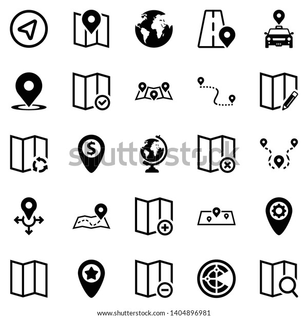 Map Location Icon Set Black Series 库存矢量图（免版税）1404896981 | Shutterstock