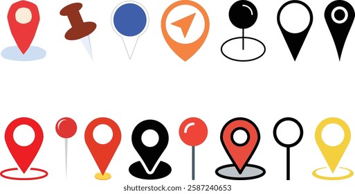 Map location icon set collection, mark, pinpoint, point, position, positioning, navigation, location vector design.