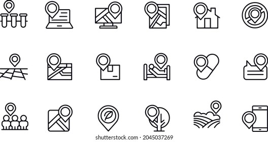 Map and location icon set vector design 